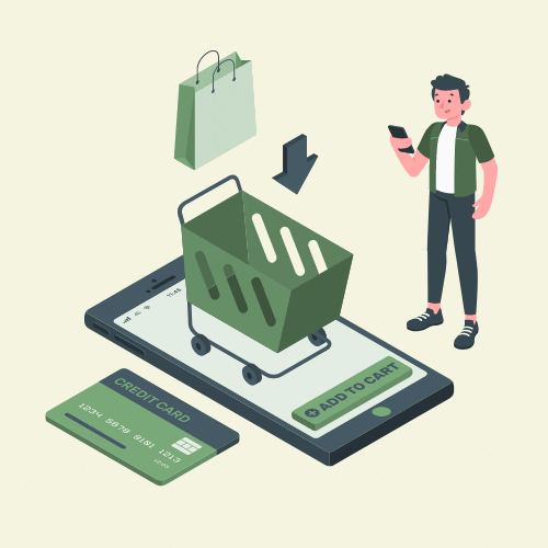 E-Commerce Shopping animated graphic green